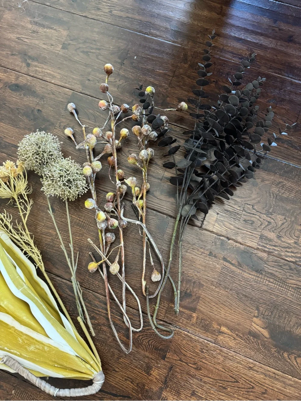 Black Tan Yellow & Green Decorative Dried Floral Bundle - Home Accents Decor